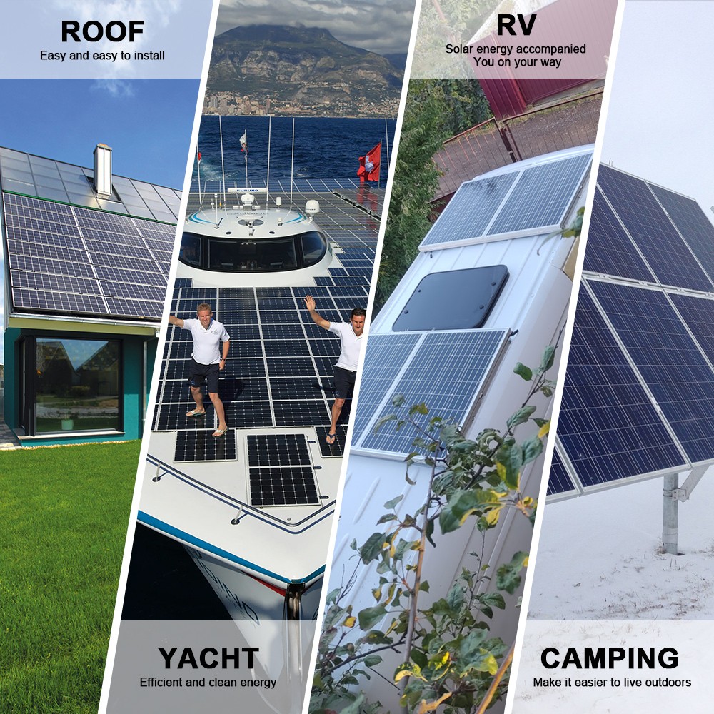 100W Solar Panel 12V PV Module Monocrystalline Battery Charger For Home RV Roof
