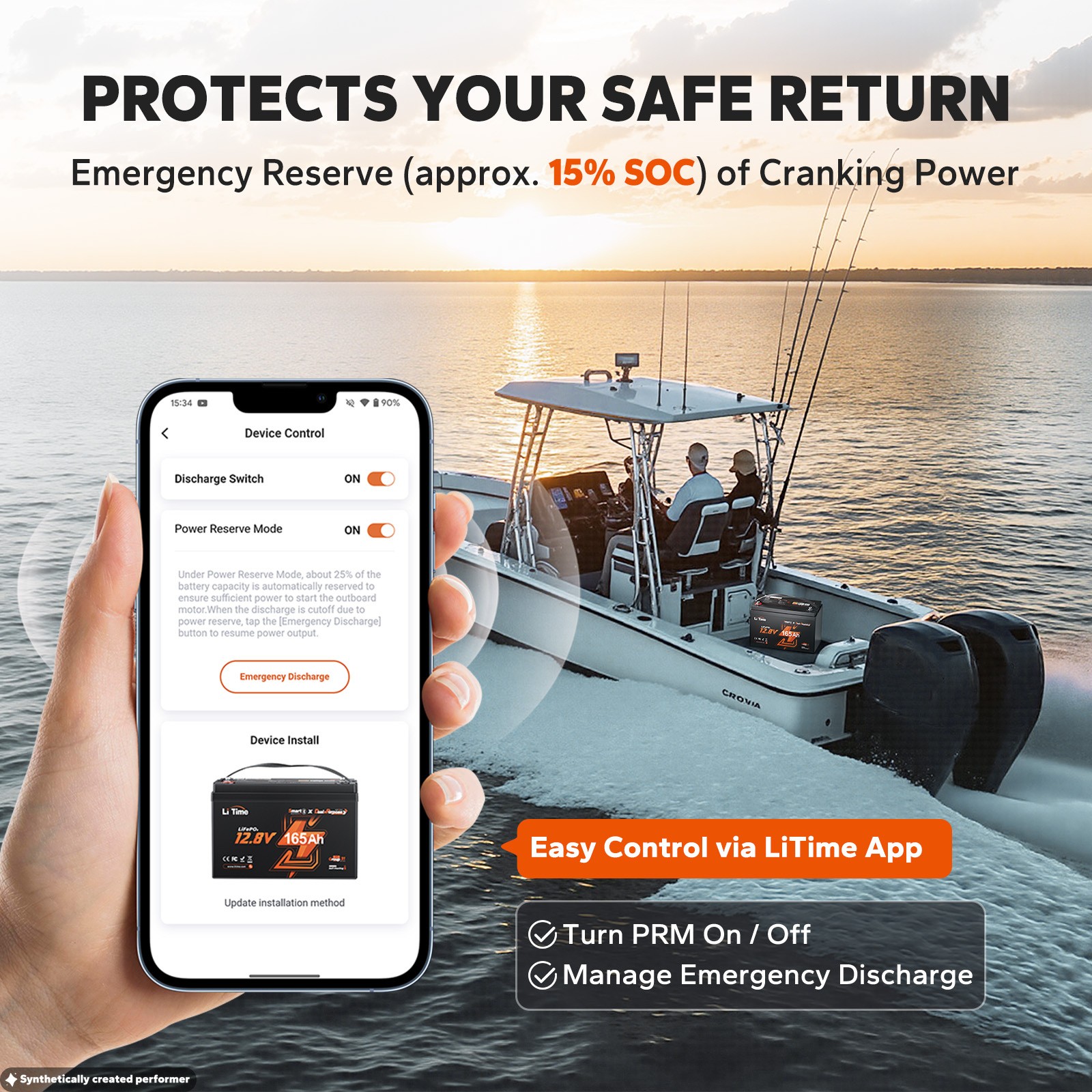 LiTime 12V 140Ah Dual Use LiFePO4 Starting Battery CCA 900 For Outboard Motor