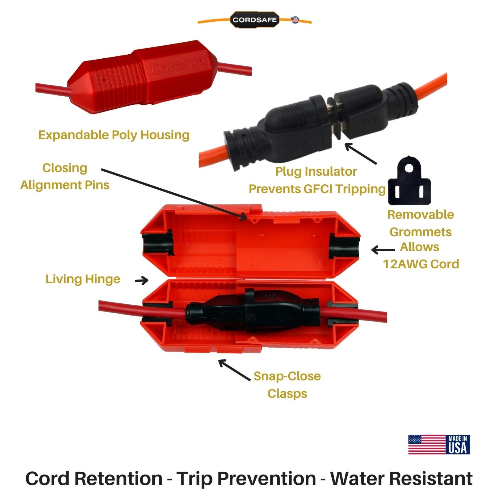 Cordsafe Outdoor Extension Cord Cover, Plug Connection Safety, 2pk