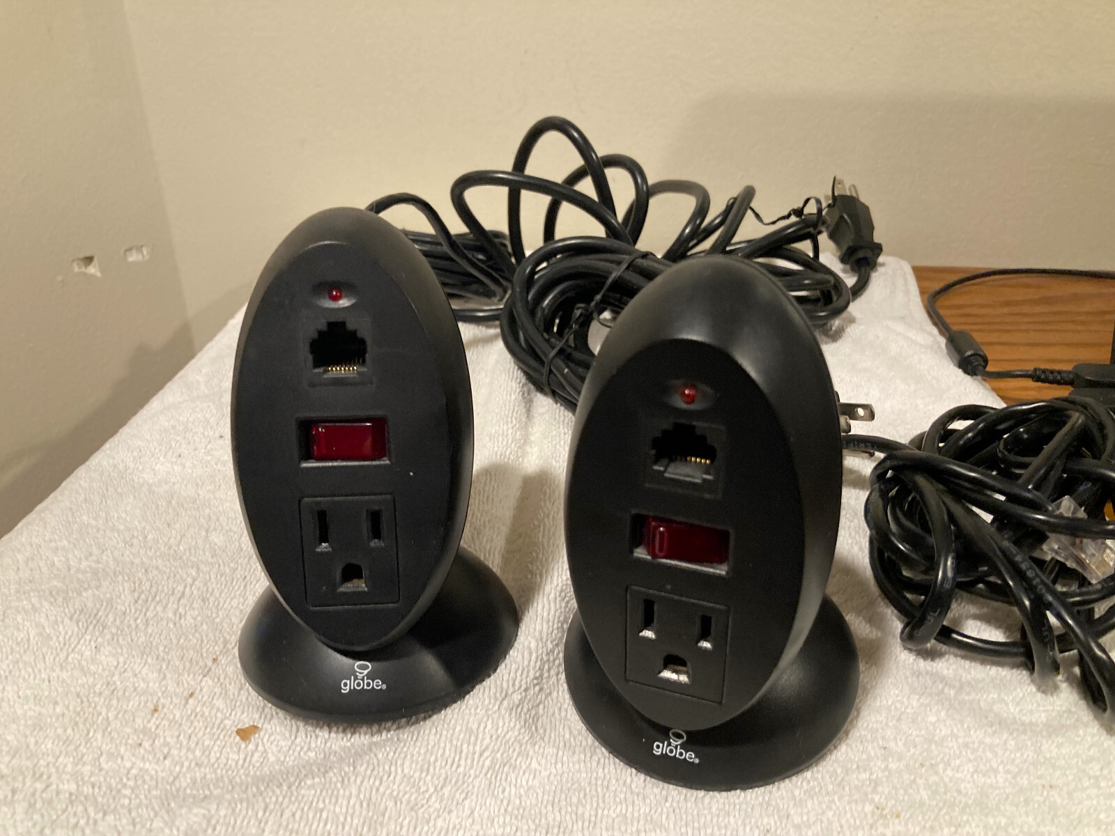 Qty 2 Globe PT1 Surge Suppressor Single Outlet & Ethernet TESTED FREE SHIP