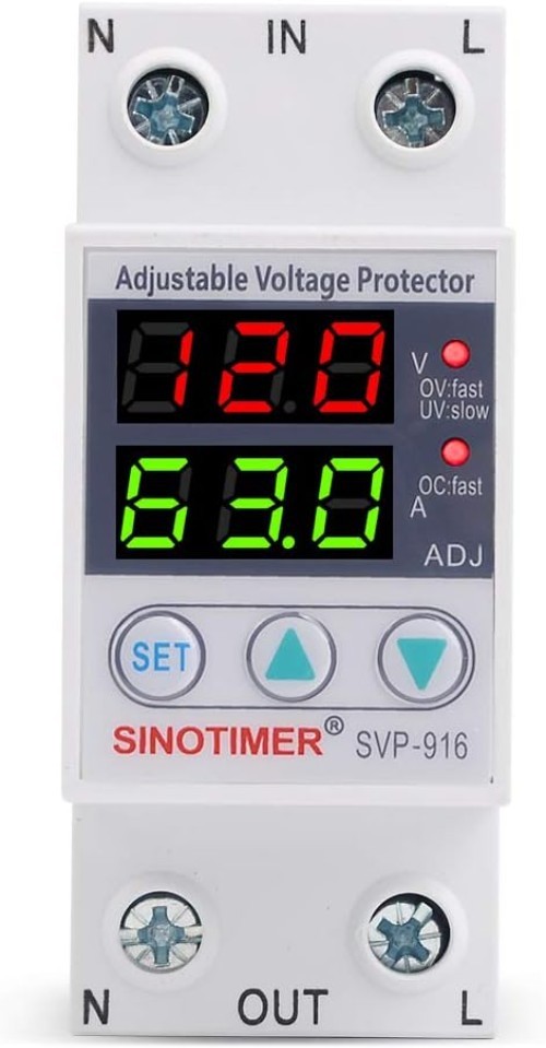 63A Over/Under Voltage Protector with LED Displays & Automatic Recovery Function