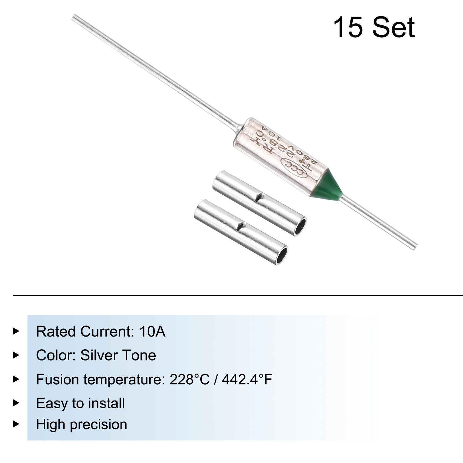 15 Pcs Metal Temperature Thermal Fuse SF228 10A 250V with Terminal Connector