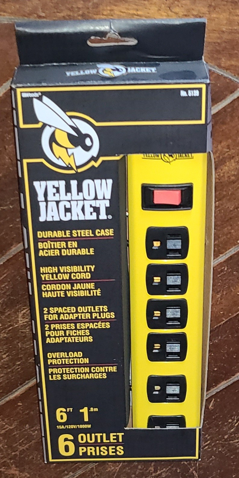 Woods Yellow Jacket Durable Steel Case 6 Outlets/6ft Cord Power Strip #5139