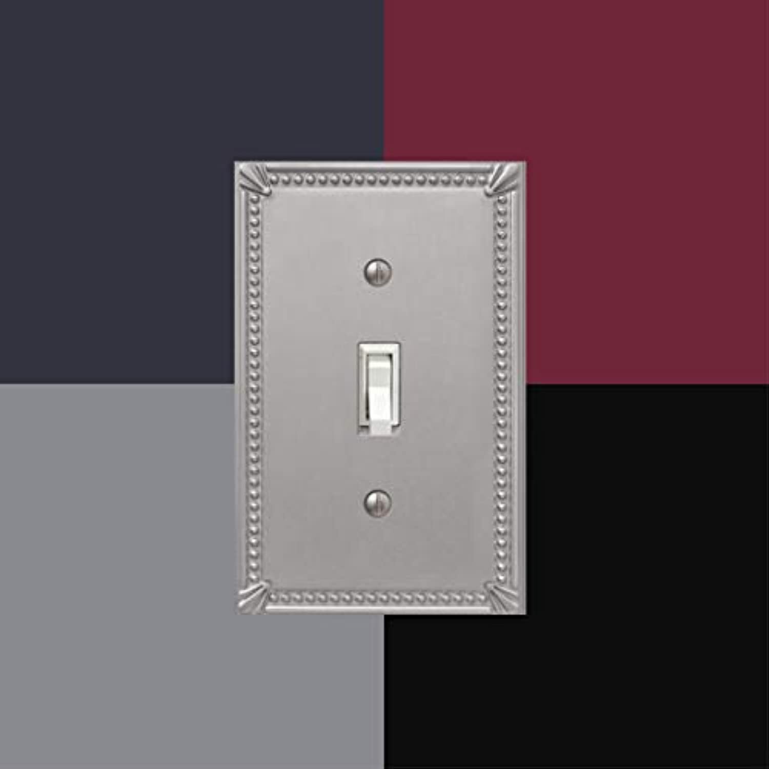 Amerelle Imperial Bead Brushed Nickel Gray 2 gang Metal Toggle Wall Plate