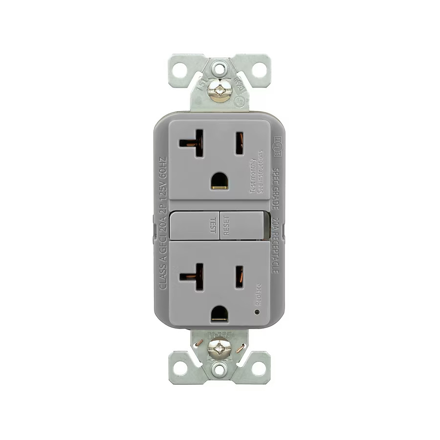 Eaton 20 -Amp 125-volt GFCI Residential Decorator Outlet Receptacles , Gray