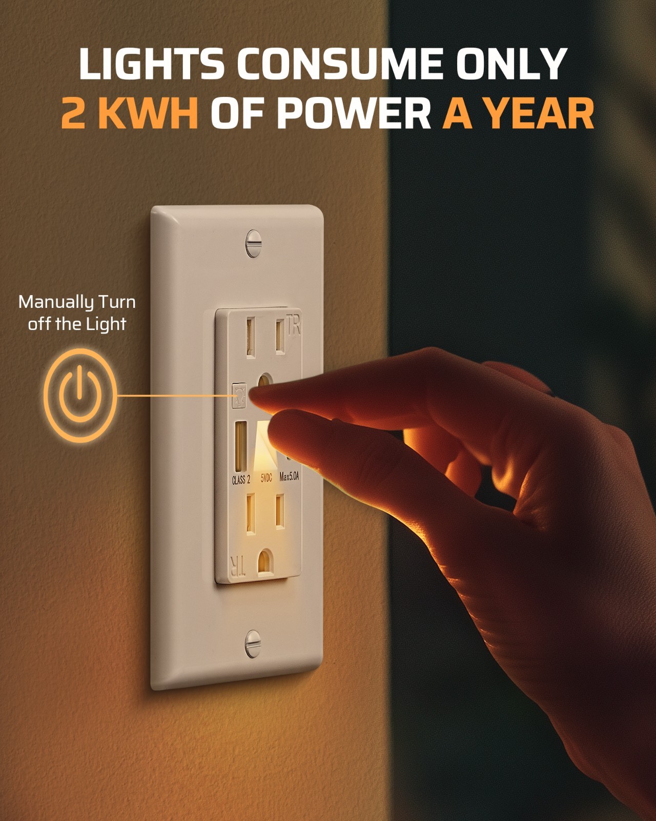 DEWENWILS Wall Outlet USB A+C Ports 5V 4.8A Fast Charging & LED Night Light