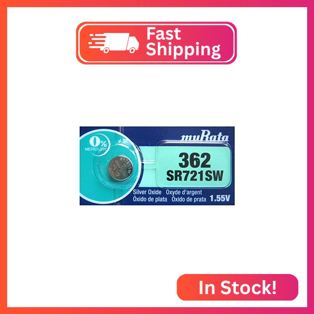 Murata 362 Battery SR721SW 1.55V Silver Oxide Watch Button Cell (5 Batteries)