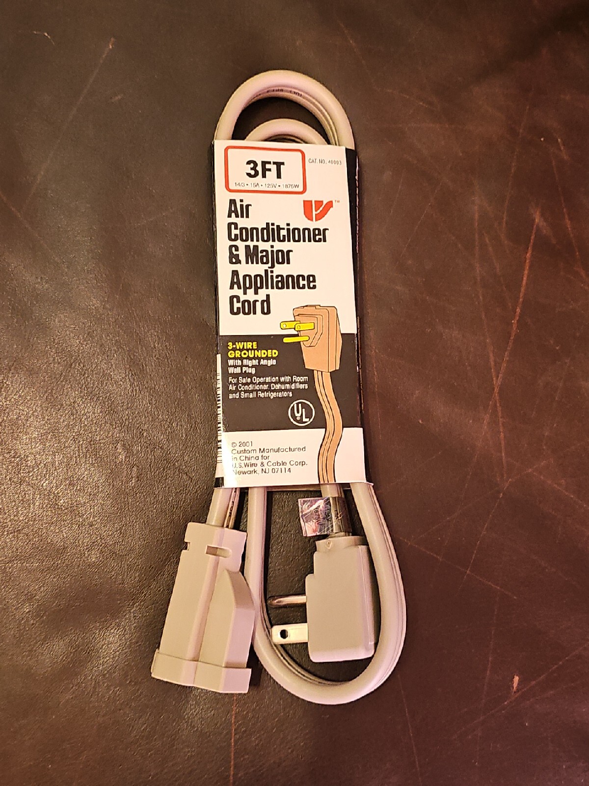CP 3ft 14/3 Air Conditioner Major Appliances Extension Cord 15A Right Angle Plug
