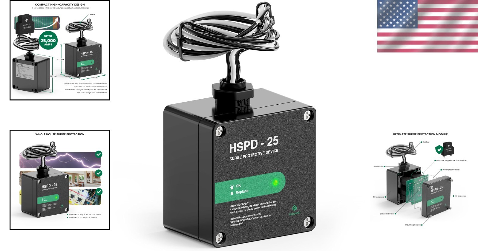 High-Capacity Whole House Surge Protector – Durable Indoor/Outdoor Use