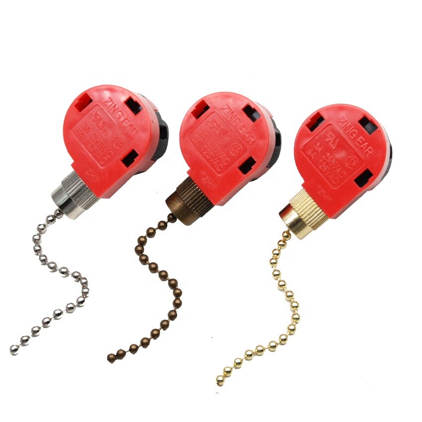 3 Speed 4 Wire Replacement Speed Control Ceiling Fan Pull Chain Switch ZE-268S1