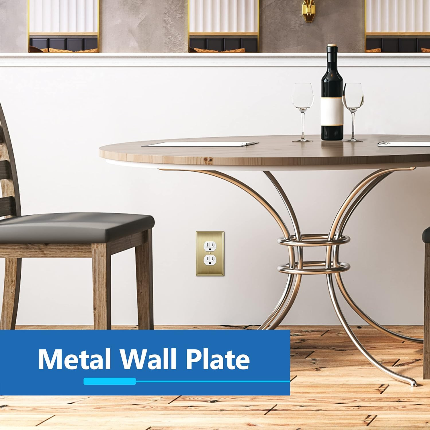 Duplex Receptacle Metal Wall Plate, Outlet Cover, Corrosion Resistant, Mid-Size