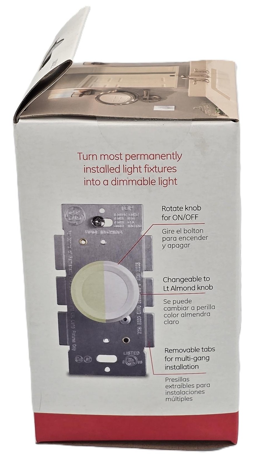 GE Rotary Dimmer Switch Single Pole White/Almond LED CFL Incandescent 18021