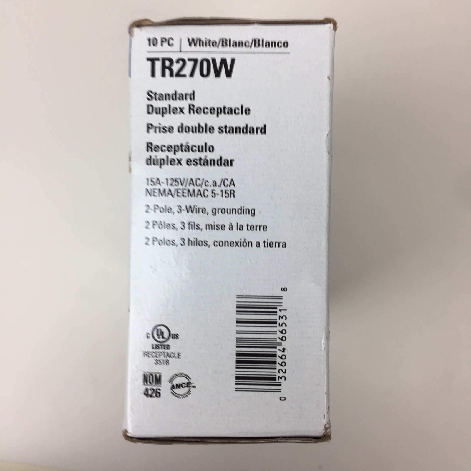 Eaton TR270W 10 Pack Standard Duplex Receptacle Electrical Outlet White 15A