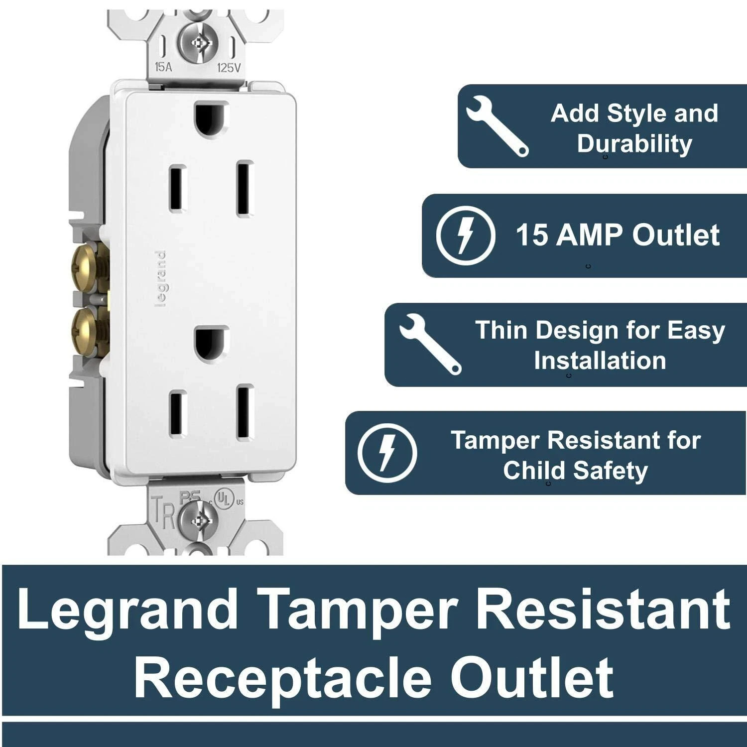 *QTY 100* Legrand 885TRW 15 Amp Tamper Resistant Decorator Duplex Outlet WHITE