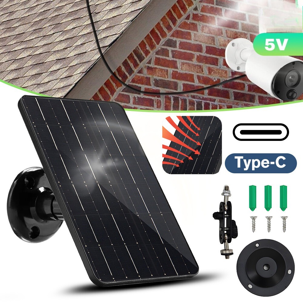 20W Solar Panel For CCTV Security Camera Type-C Port Charger Outdoor 20W 5V