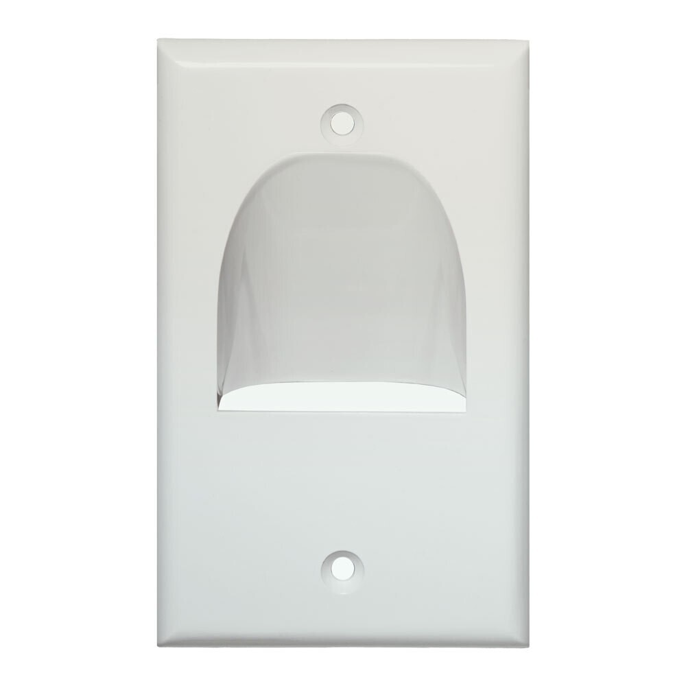 Inverted Pass Through Wall Plate Single Gang Ivory – Cable Management Wall Cover