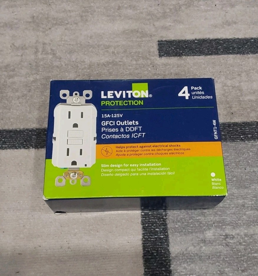 Leviton M22 GFNT1-4W 15A 125V GFCI Duplex Wall Outlet (4-Pack) White – NEW B3