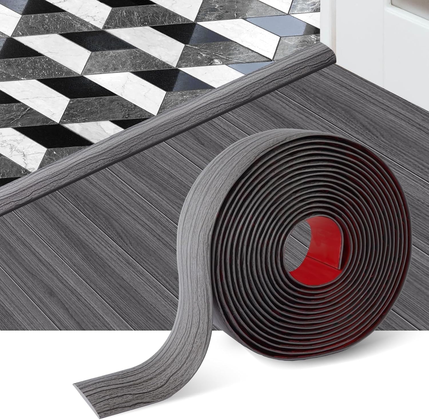Decorative Dark Gray Floor Transition Strip: Self-Adhesive & Customizable 3.3ft