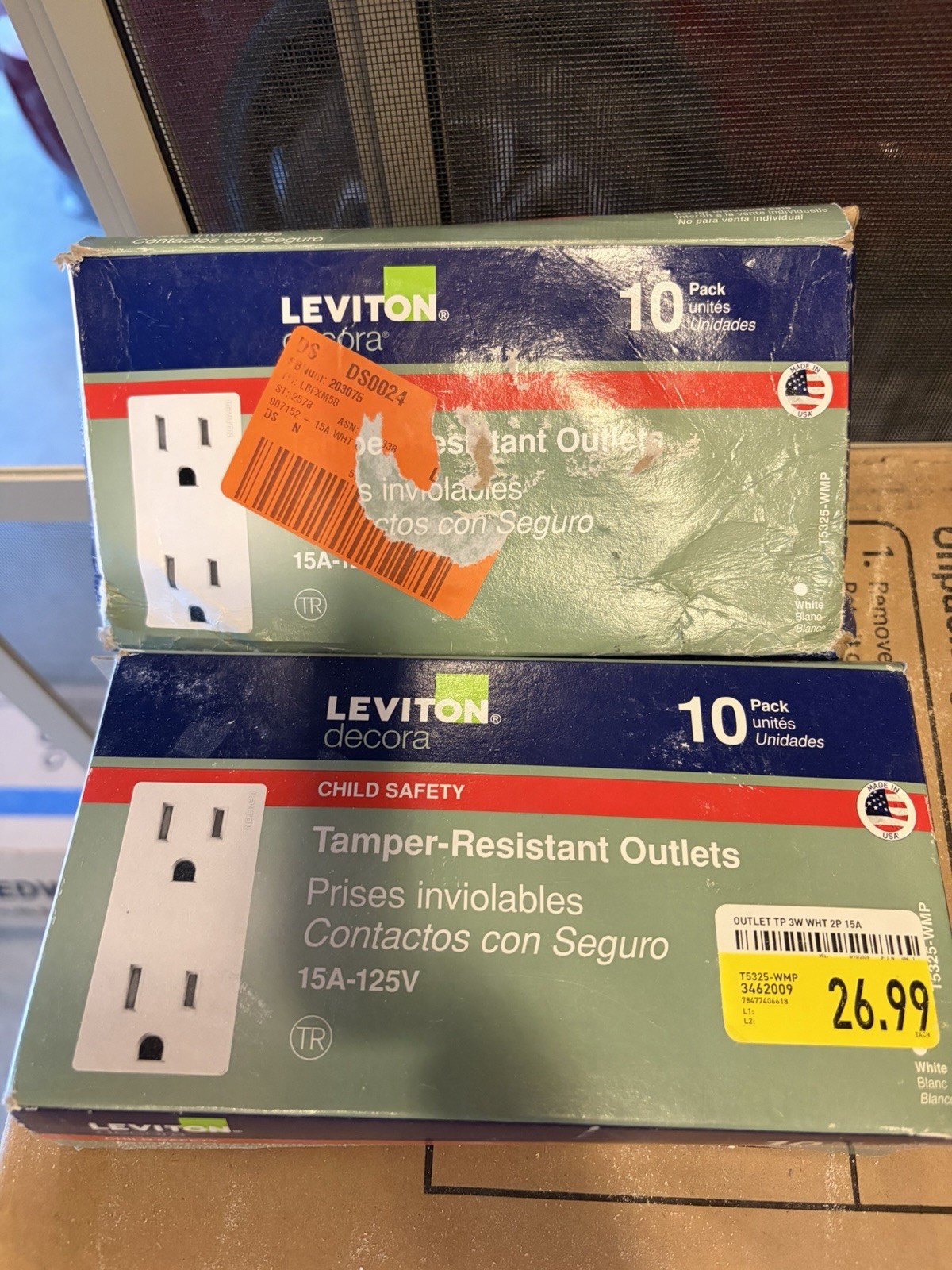 LEVITON 20 PACK CHILD SAFETY OUTLETS (T5325-WMP) TAMPER-RESISTANT