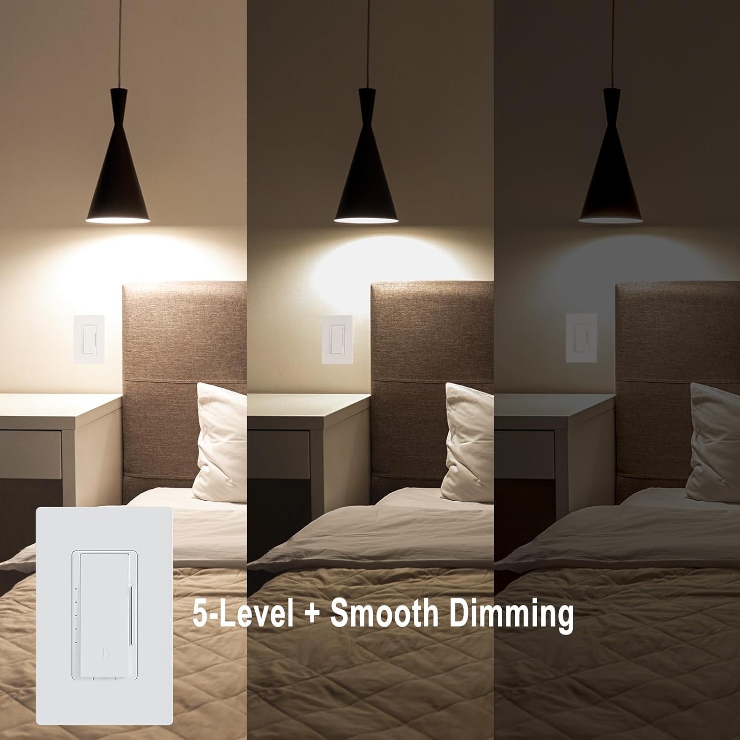 6 Pack Digital Dimmer Light Switch Single Pole/3-Way LED Dimmer ETL Listed White