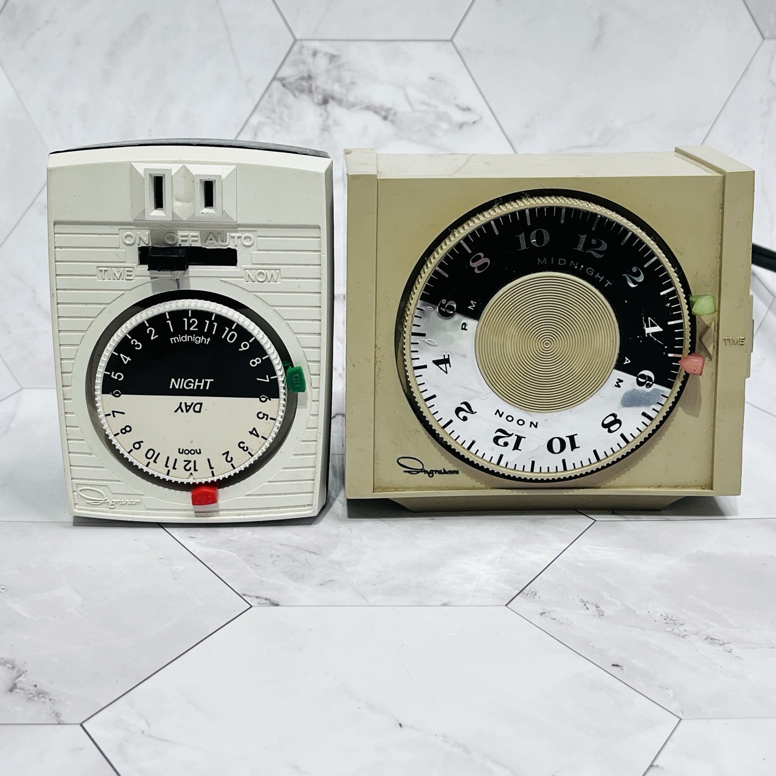 Vintage INGRAHAM Heavy Duty 24 Hour Appliance Timer Model 12-001 & 12-010 1875W