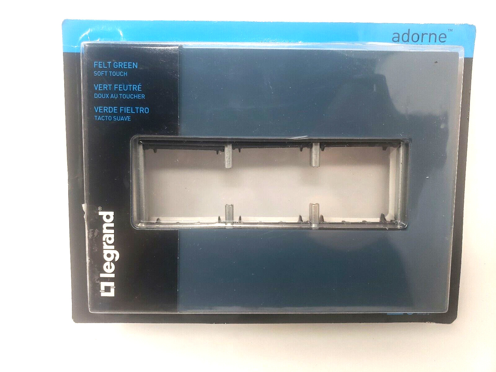 SET OF 3 NEW Legrand Adorne Felt Green 3 Gang Wall Plate