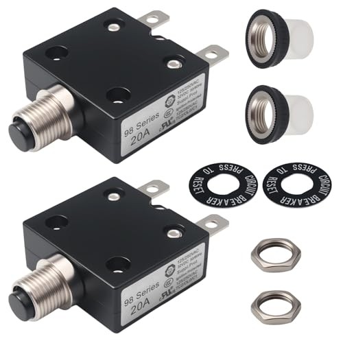 Thermal Circuit Breaker 20 Amps, Push Button Manual Reset Circuit Breakers