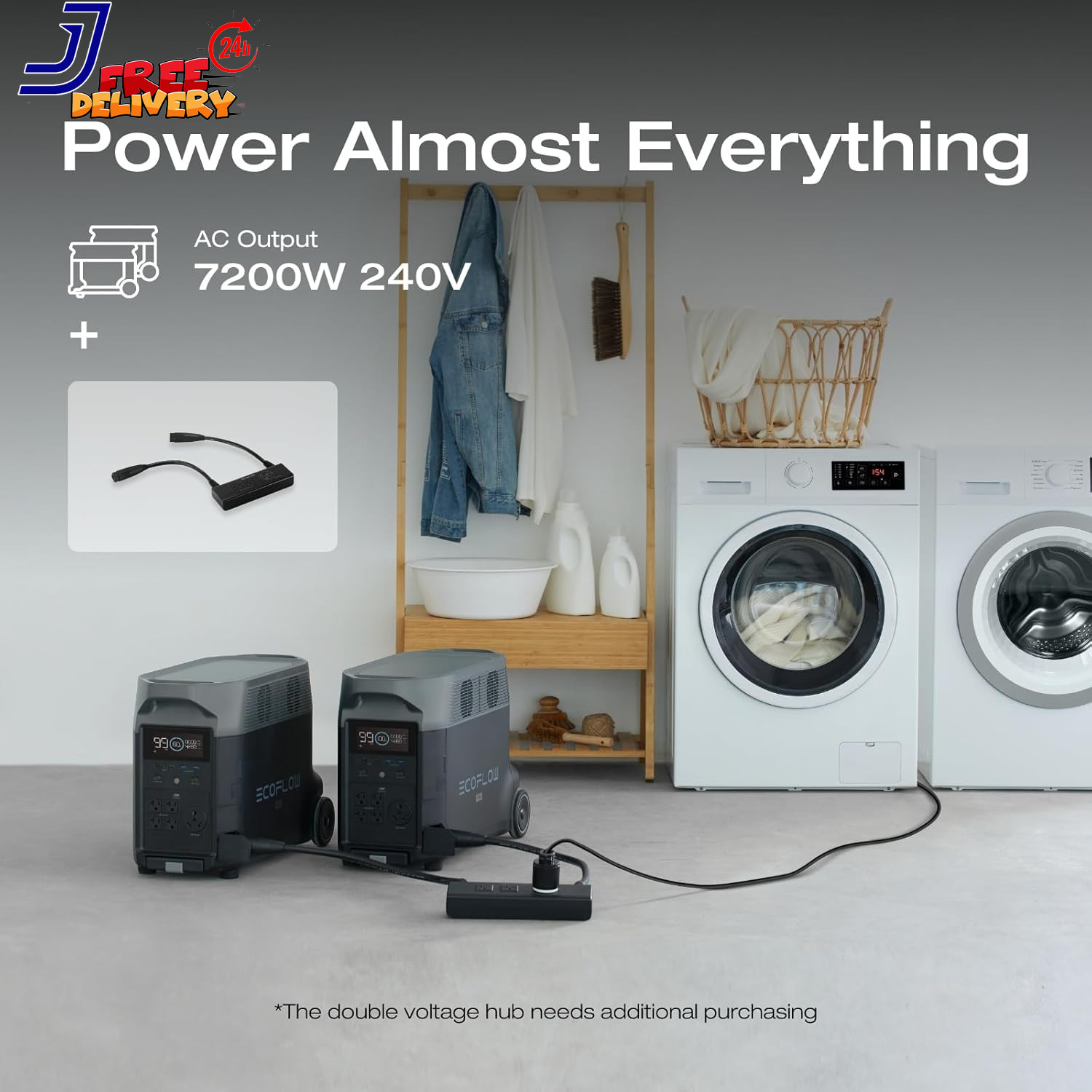 Portable Power Station 3600Wh DELTA Pro 120V AC Outlets X 5 3600W 2.7H Fast Char