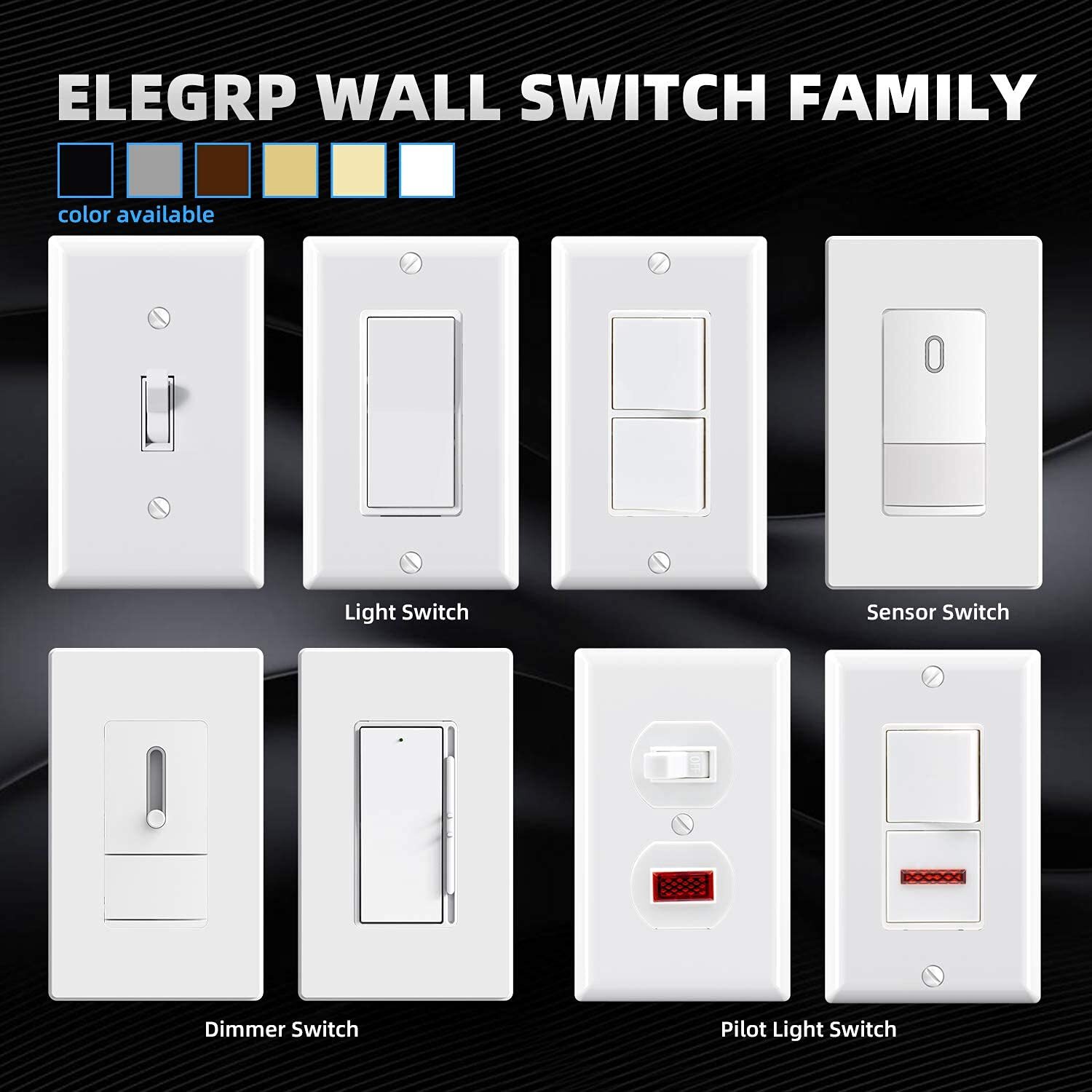 Glossy White Light Switch 15 Amp Decorative Paddle Rocker Switch 5-Pack