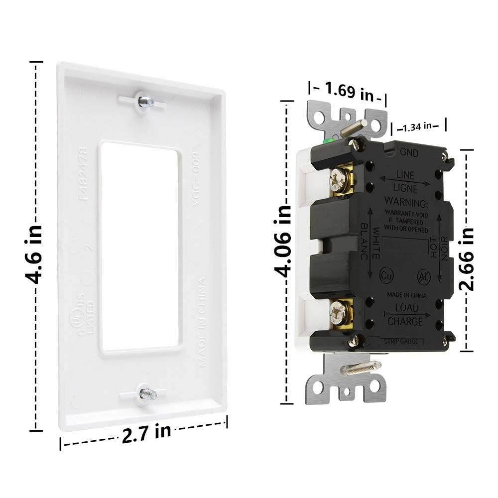 Tamper-Resistant GFCI Outlet – 20 Amp, Listed with Decor Wall Plates Included
