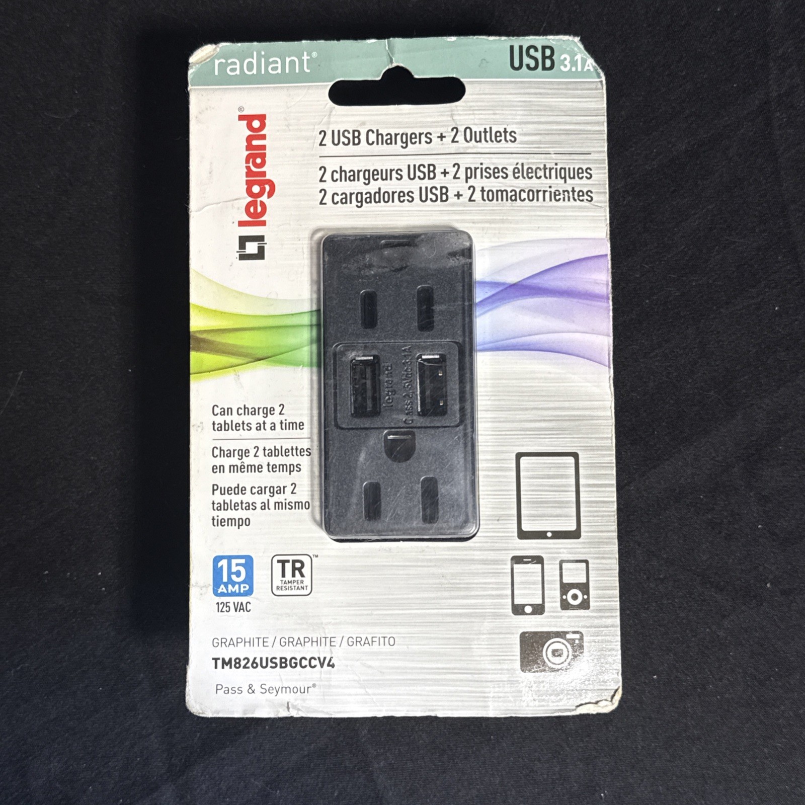 Legrand Radiant 15 amps 125V Wall Power Outlet With USB – NEW