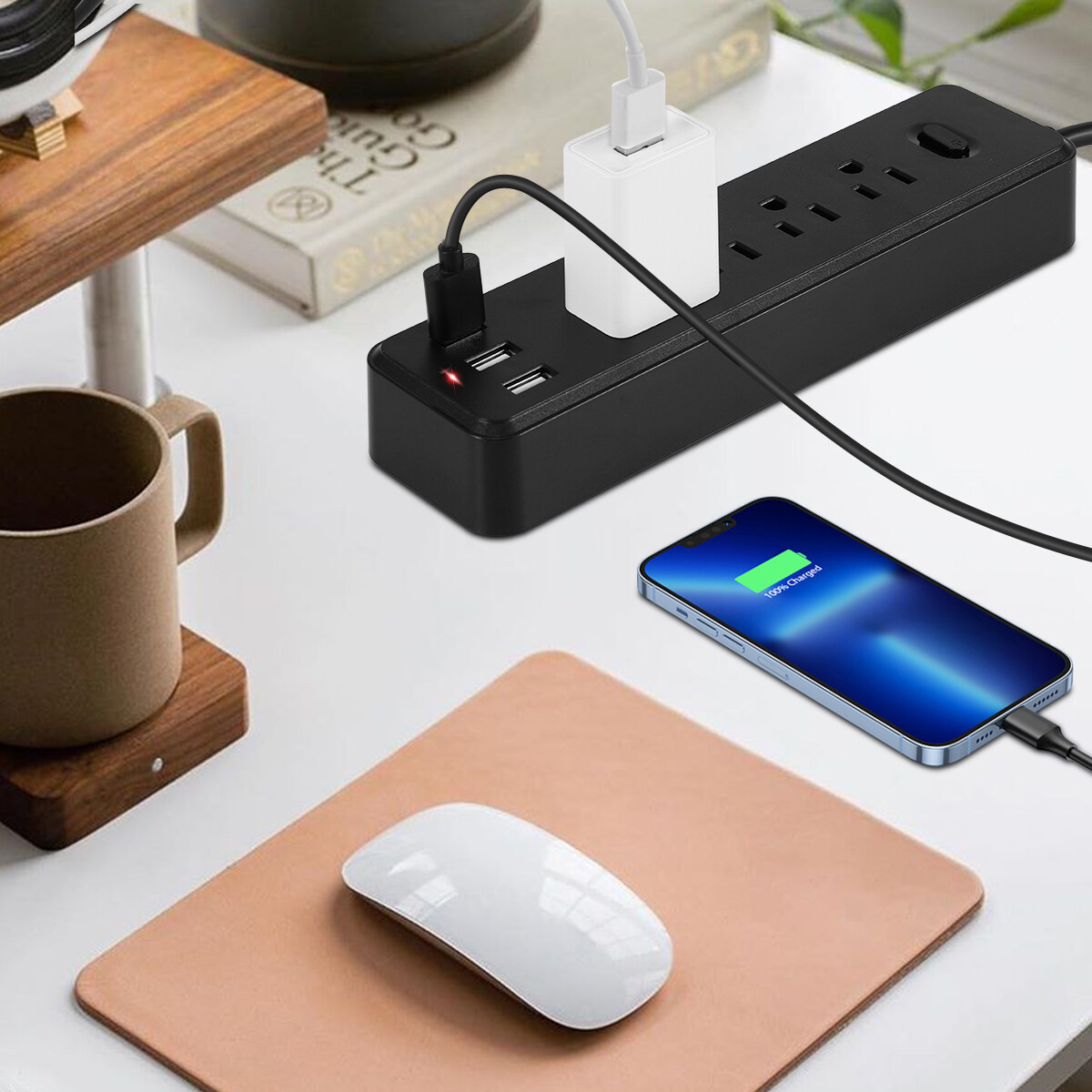 Wall Mountable USB Surge Protector Power Strip with USB Ports 4/8 Outlet Plugs