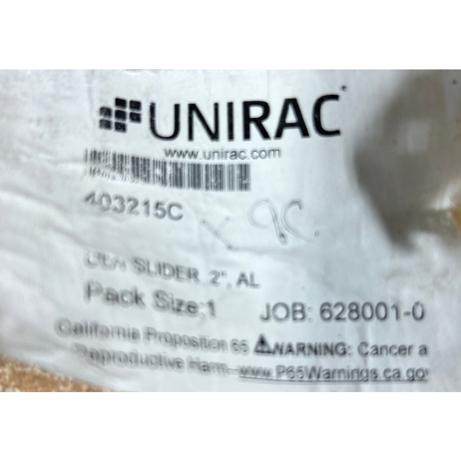 2 New UNIRAC 2″ Aluminum U-LA Slider Fits W/ Solar Mounting Rails 403215C