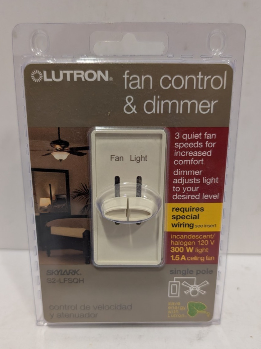Lutron S2-LFSQH Skylark Fan Control & Dimmer – Light Almond