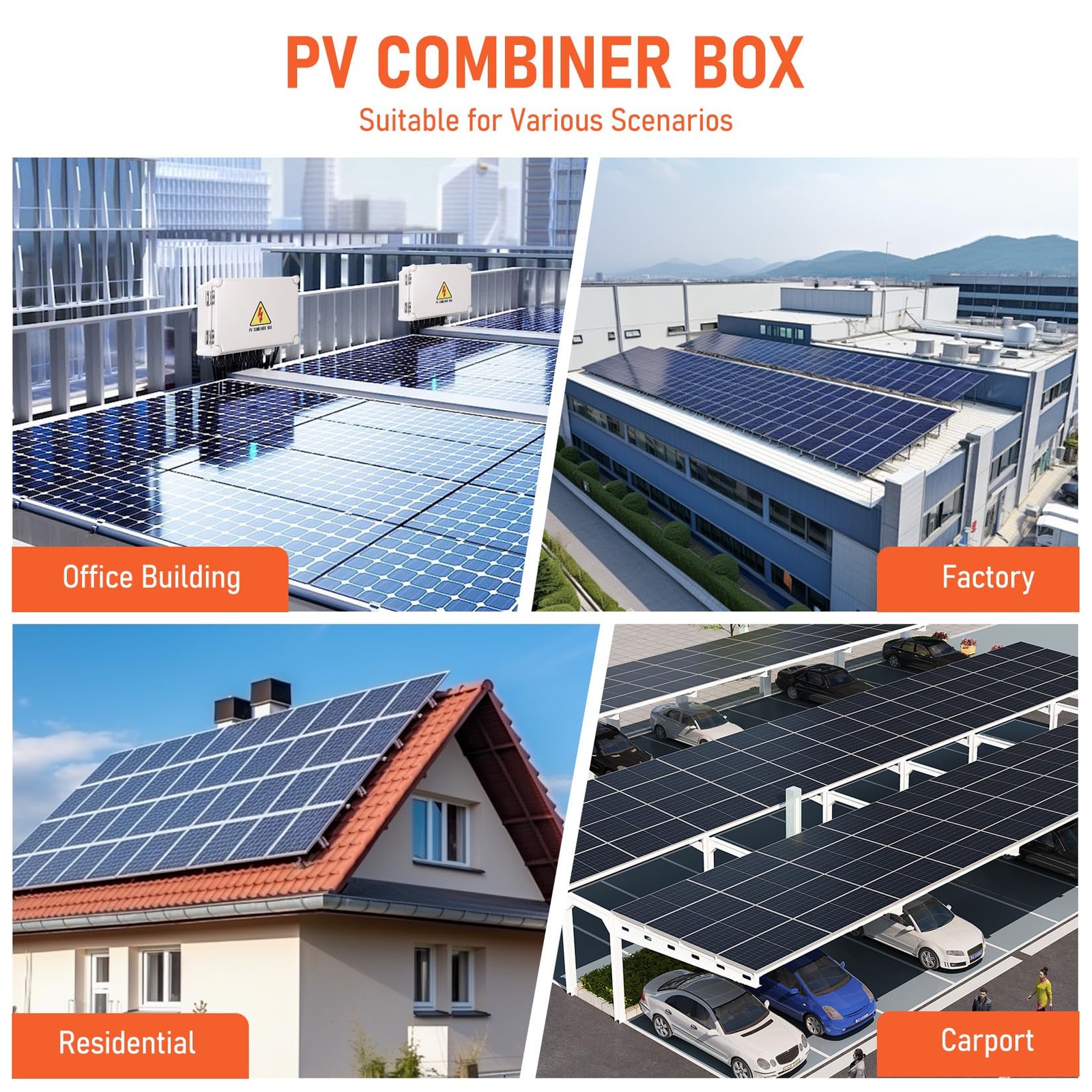 1pc 6 String PV Combiner Box, DC 500V 15A Fuse Solar Combiner Box Plastic Wate