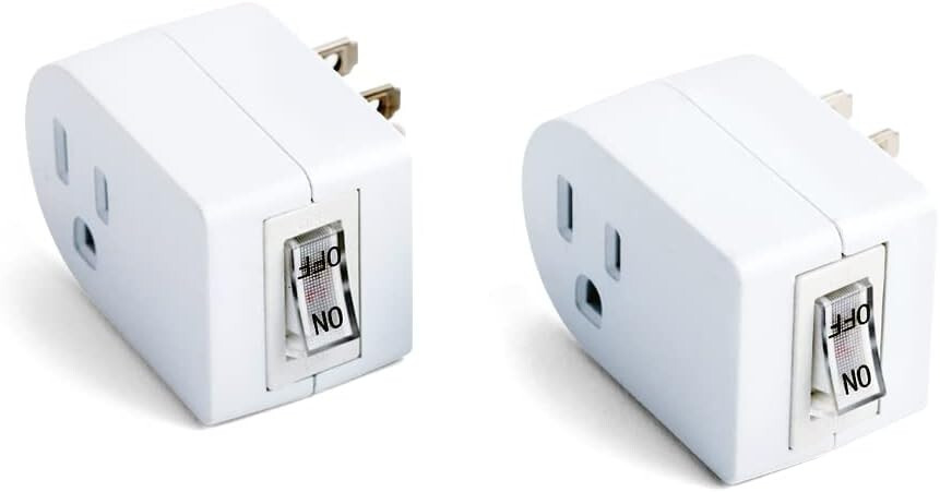 Lot of 2, Grounded Outlet On/Off Power Switch with Amber Light, ETL Listed White