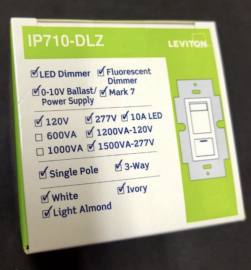 Leviton IP710-D0Z IllumaTech 0-10V LED Dimmer Switch Single Pole or 3-Way