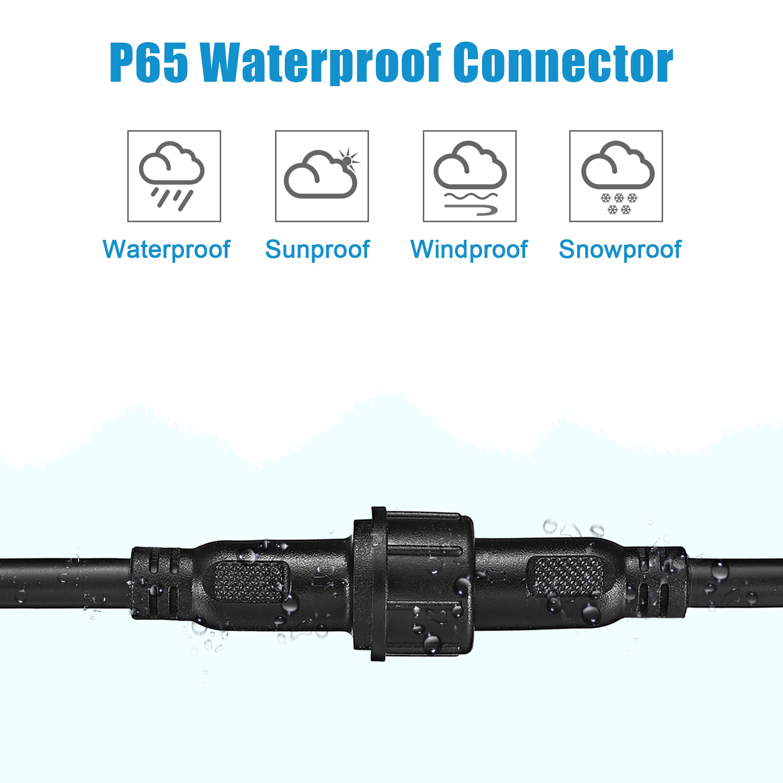 10pairs 3 Core 3 Pin Waterproof Connectors 18AWG IP65 50CM Male Female LED Cable