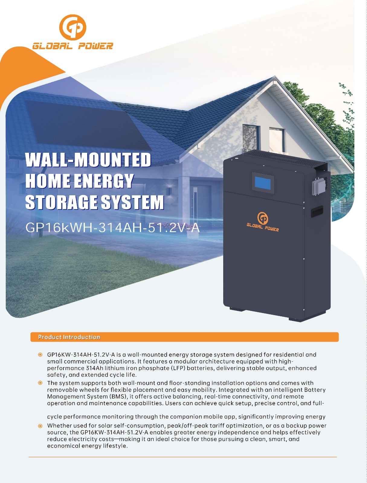 16kWh 51.2V 48V 314Ah LiFePO4 Lithium Solar Battery, Home Energy Backup Off Grid