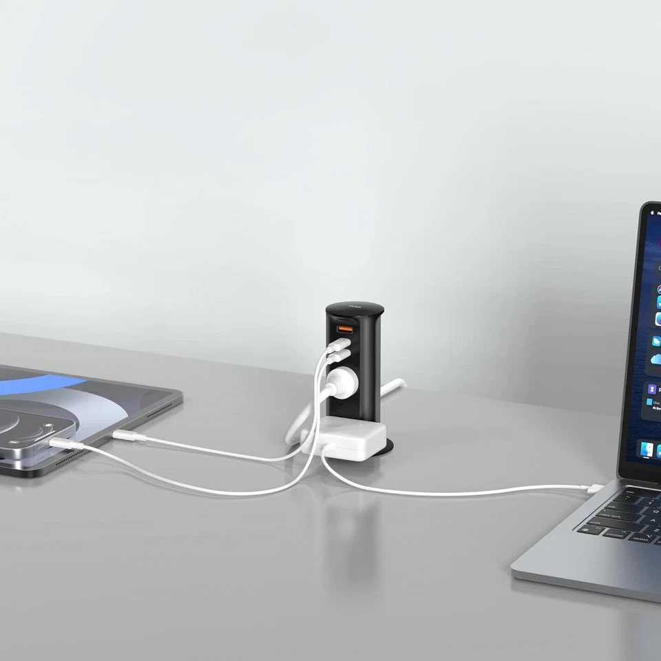 ANNQUAN Space Saver 2 inch Pop Up Outlet For Countertop W/ 2 Outlets & USB Ports