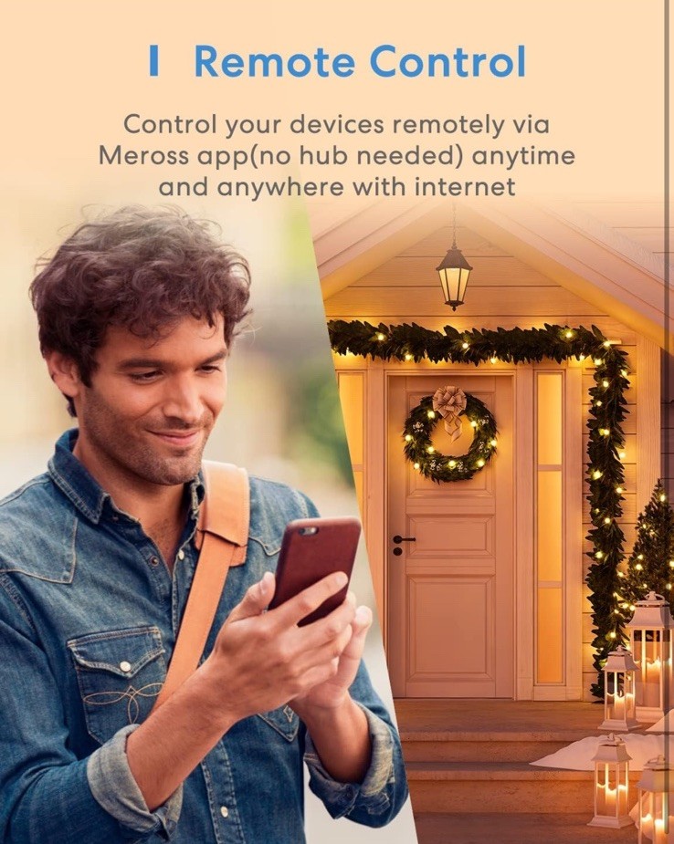 Meross Outdoor Smart Plug Compatible with Apple Homekit, Siri, Alexa, Google Ass