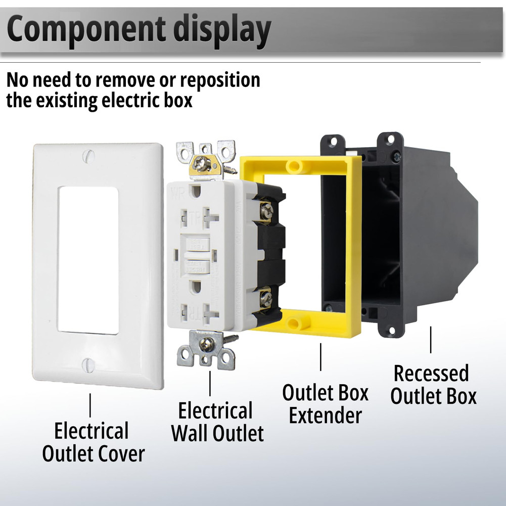 1 Gang Outlet Box Extender 1/4 inch Heat Resistant ABS Plastic Material