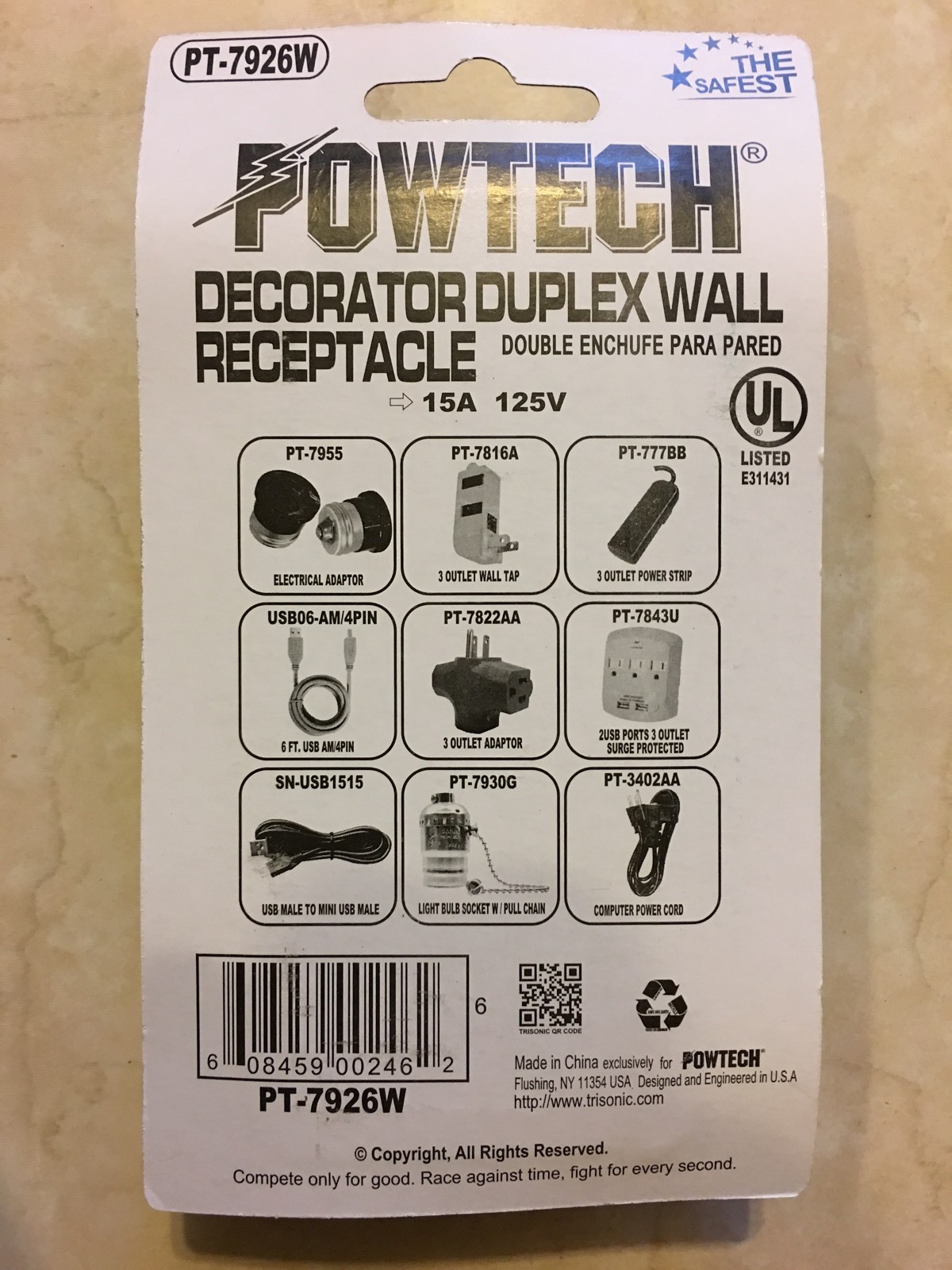 Lot Of 6 Duplex Wall Receptacles, UL Listed, 15 Amps, 125 Volts
