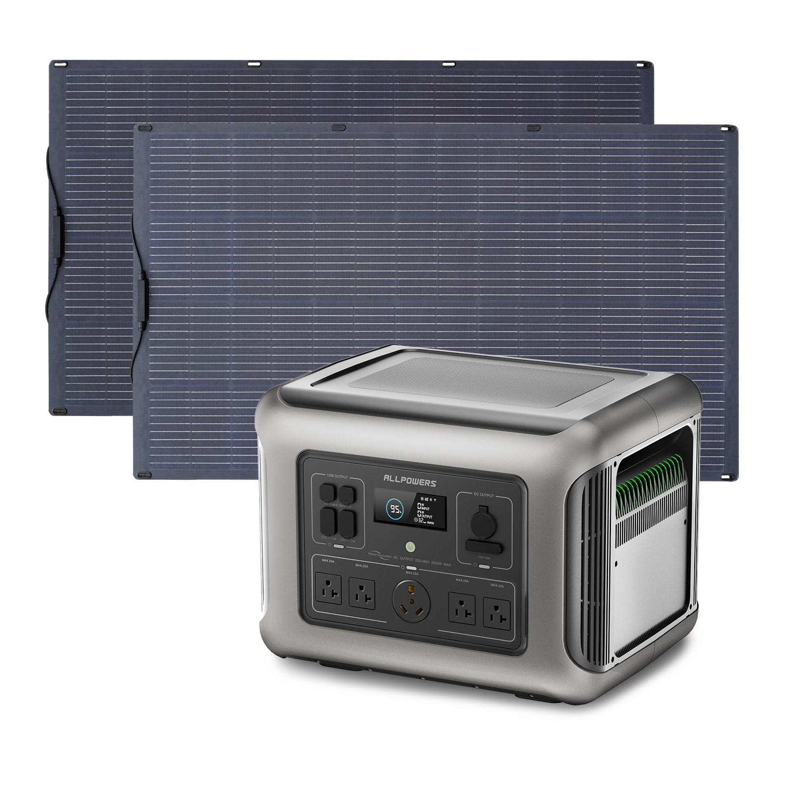 ALLPOWERS 2500W Portable Power Station with 200W 2PCS Flexible Mono Solar Panel