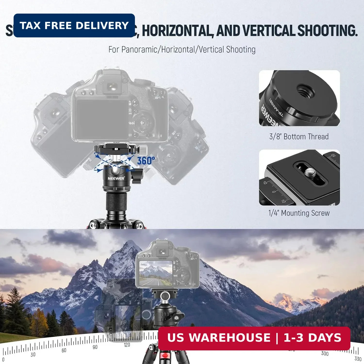 NEEWER Portable Travel Mini Tabletop Tripod, Aluminum Alloy 20”/ 50cm Desktop D
