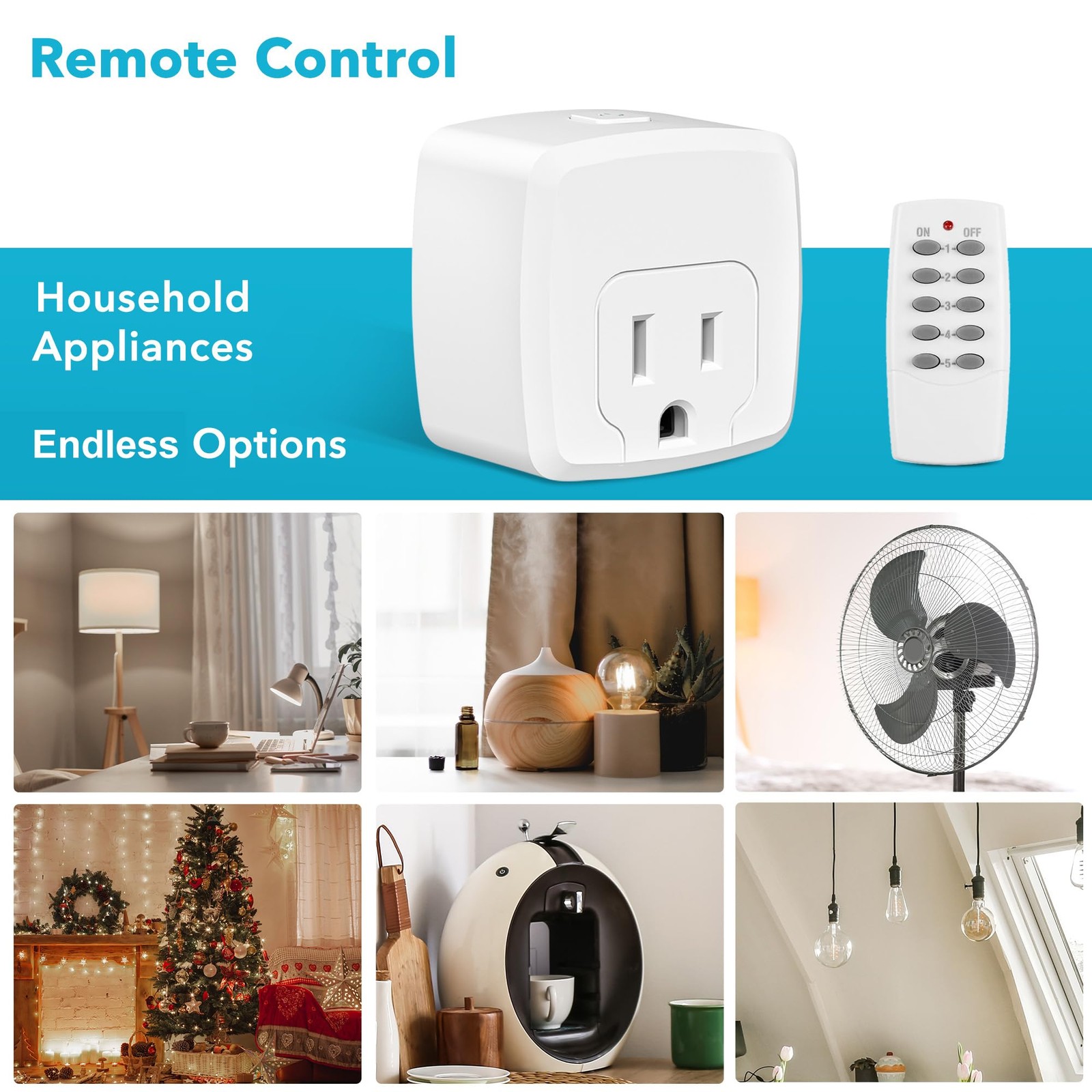 Remote Control Outlet with 100FT RF Signal, Wireless On Off Switch Plug for H…