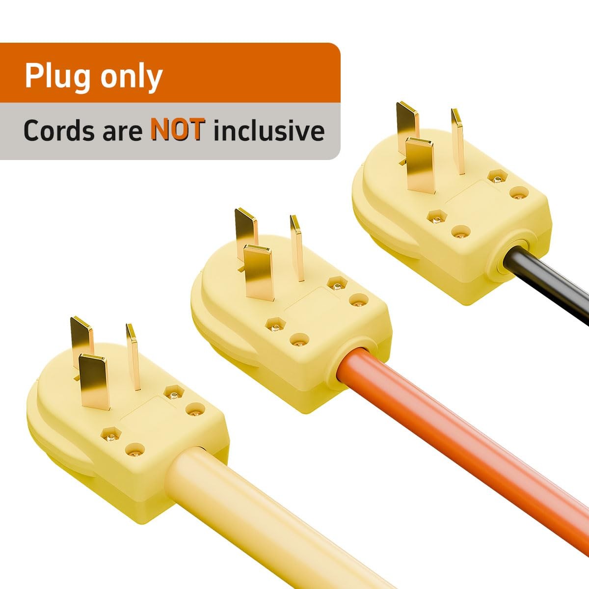 Nema 10-50P 50 Amp 125/250 Volt Angle Plug, 3 Pole 3 Wire Yellow Color