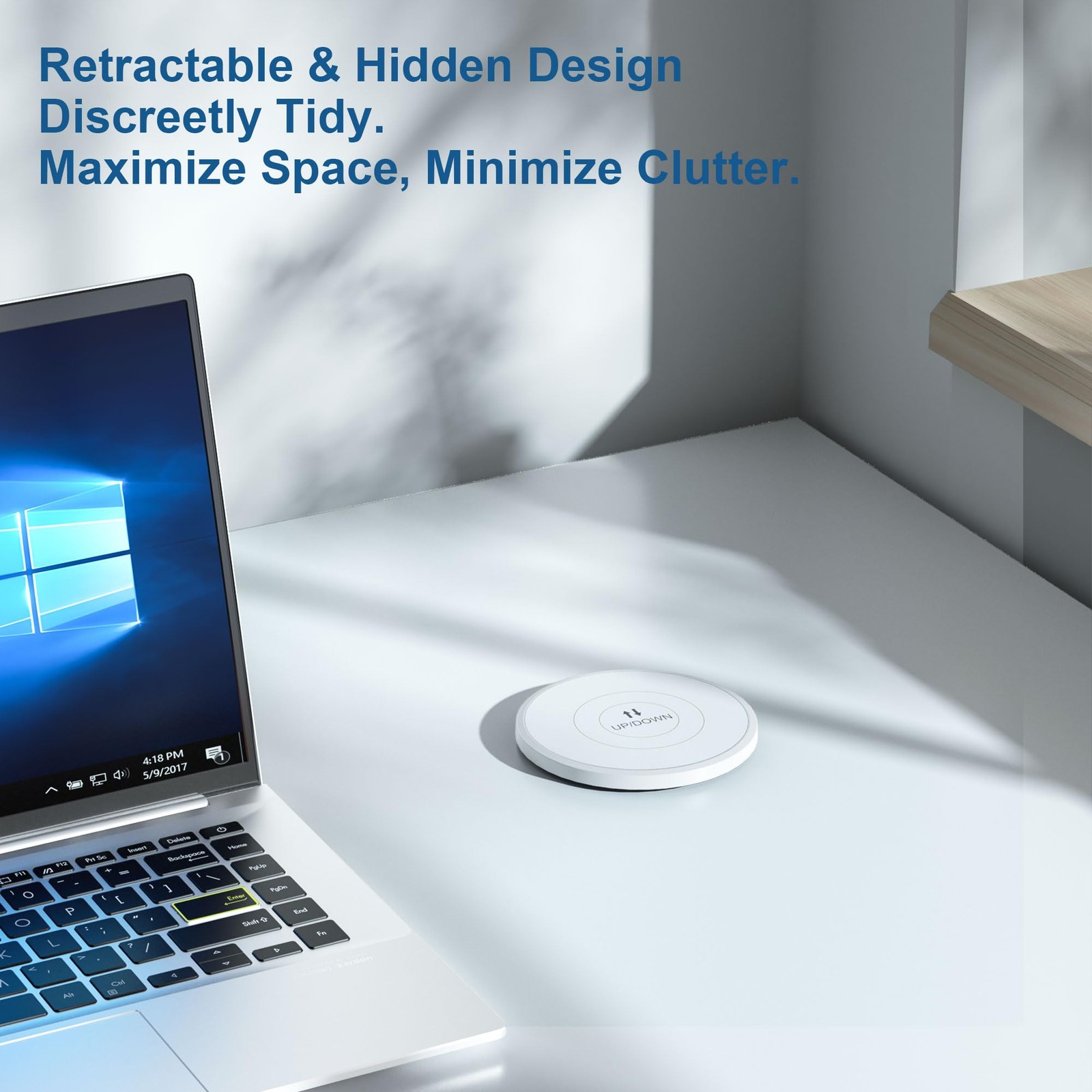 9-in-1 Pop-Up Outlet with Wireless Charging – 4 AC & 4 USB Ports,, etc.（2-Pack）