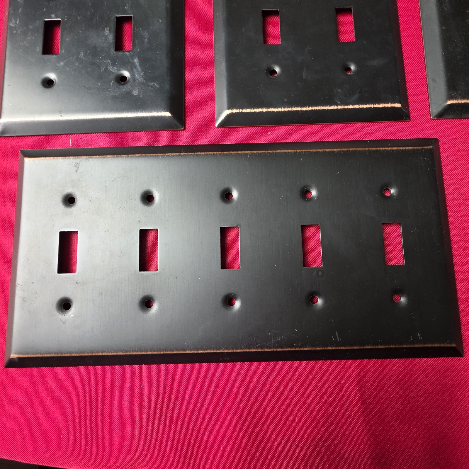Black Brushed Metal Decora Decorator/Rocker 1-Gang 1-Port Wall Plate Lot of 8