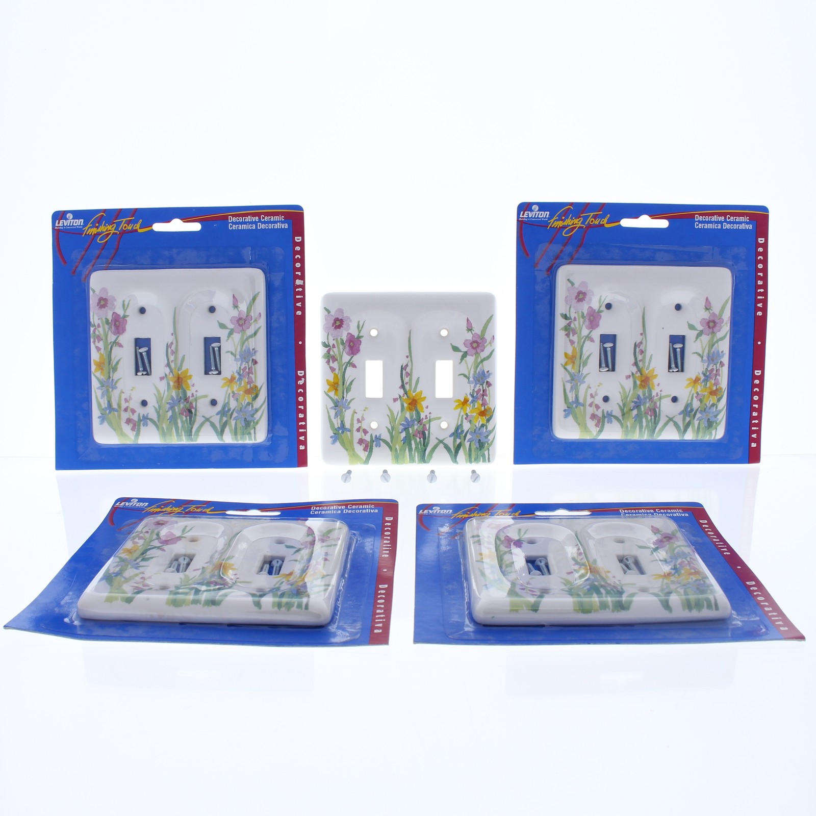 Leviton 89509-WFL WildFlower 2-Gang Toggle Ceramic Standard Wallplate Cover 5pcs
